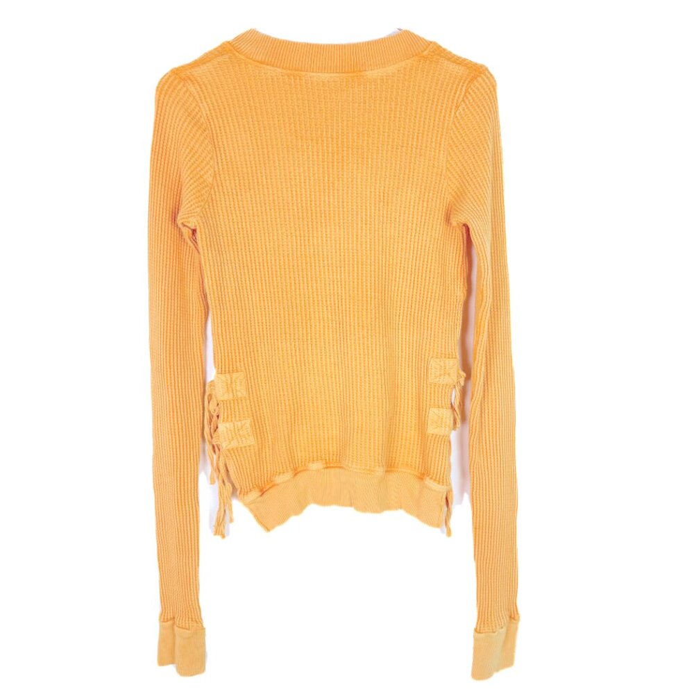 Free People Interlaken Cropped Thermal Waffle Knit Long Sleeve Top Size Small S - Picture 9 of 11